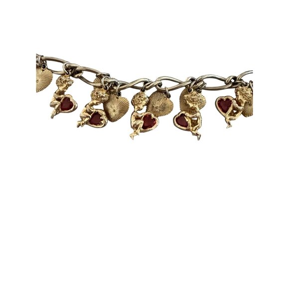 Vintage Womens Gold-toned Charm Bracelet Chunky Chain Multiple Dangling Charms - Picture 10 of 16